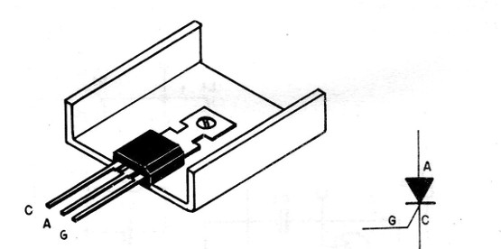 Figura 8 – O SCR e sua montagem num dissipador de calor
Figura 8 – O SCR e sua montagem num dissipador de calor