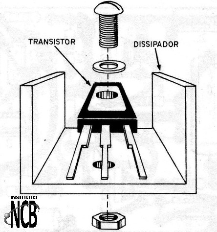 Figura 8 – Montagem de transistor em dissipador
Figura 8 – Montagem de transistor em dissipador