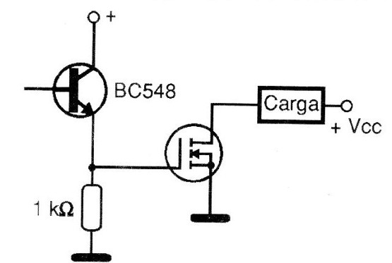 Figura 2 – Excitação de MOSFET por transistor
Figura 2 – Excitação de MOSFET por transistor