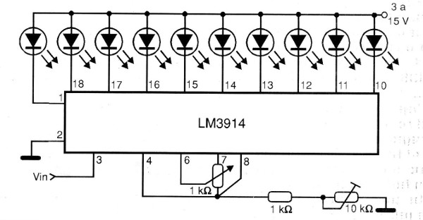 Figura 10 – Circuito para o LM3914
Figura 10 – Circuito para o LM3914