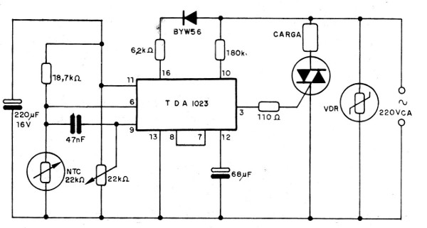 Figura 27 – Controle com o TDA1023 (já difícil de encontrar em nosso mercado, pois o artigo é de 1994)
Figura 27 – Controle com o TDA1023 (já difícil de encontrar em nosso mercado, pois o artigo é de 1994)