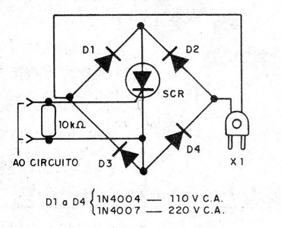 Figura 1 – Usando uma ponte de diodos
Figura 1 – Usando uma ponte de diodos