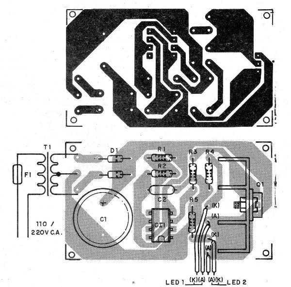 Figura 3 – Placa de circuito impresso para o transmissor infravermelho
Figura 3 – Placa de circuito impresso para o transmissor infravermelho