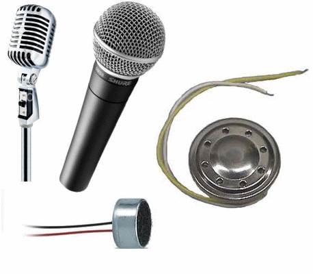 Alguns tipos de microfones e cápsulas
