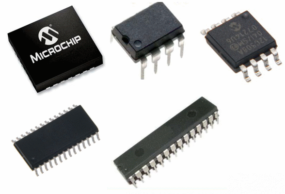 Figura 182 – Invólucros de alguns microcontroladores PIC
Figura 182 – Invólucros de alguns microcontroladores PIC