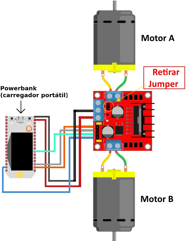 Figura 8 - circuito esquemático (com módulo L298N)
Figura 8 - circuito esquemático (com módulo L298N)