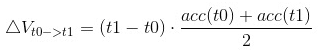    Figura 5 - determinação da variação da velocidade em função da aceleração em dois instantes de tempo subsequentes
