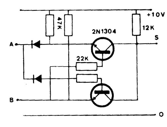 Figura 9 – Ou-Exclusivo com diodos e transistores
