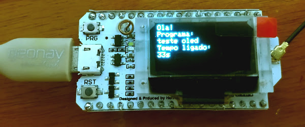 Figura 4 - primeiro projeto no módulo WiFi LoRa 32(V2) funcionando
Figura 4 - primeiro projeto no módulo WiFi LoRa 32(V2) funcionando