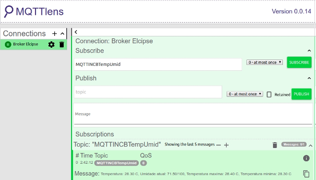 Figura 13 - mensagens MQTT enviadas
