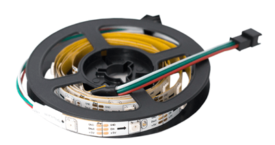 Figura 2 - fita LED, conforme vendida comercialmente (na forma de rolo). Fonte da imagem: http://bit.ly/2xAMB8U
Figura 2 - fita LED, conforme vendida comercialmente (na forma de rolo). Fonte da imagem: http://bit.ly/2xAMB8U