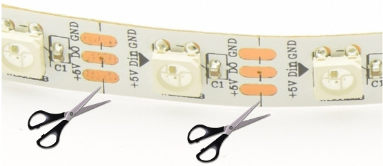 Figura 4 - ponto de corte da fita LED
Figura 4 - ponto de corte da fita LED