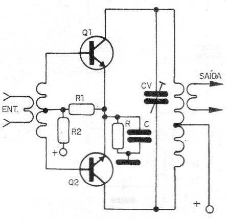 Figura 25 – Amplificador de RF push-pull classe B.
