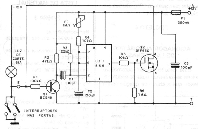 Figura 1 – Diagrama da luz de cortesia temporizada
Figura 1 – Diagrama da luz de cortesia temporizada