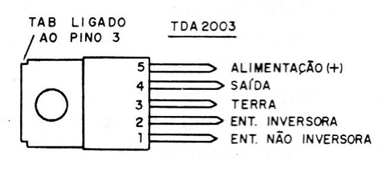 Figura 2 – Pinagem do TDA2003
Figura 2 – Pinagem do TDA2003
