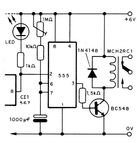 Fig. 4 - Circuito para operação independente do sistema, com temporização própria.
Fig. 4 - Circuito para operação independente do sistema, com temporização própria.