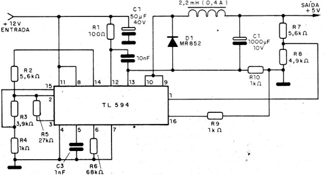 Figura 3 – Redutor de 12 para 5 V
Figura 3 – Redutor de 12 para 5 V