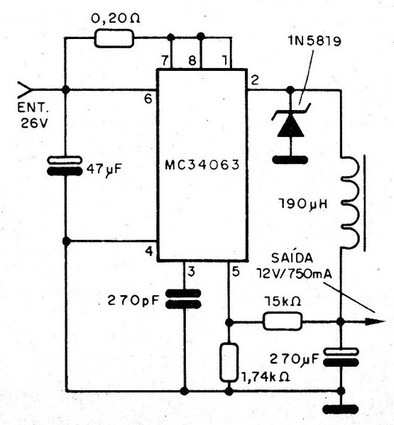 Figura 5 – Regulador chaveado para 12 V
Figura 5 – Regulador chaveado para 12 V