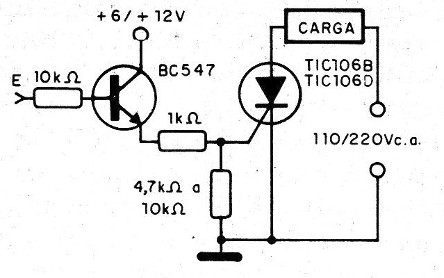 Figura 7 – Controle de carga de alta tensão sem relé
Figura 7 – Controle de carga de alta tensão sem relé