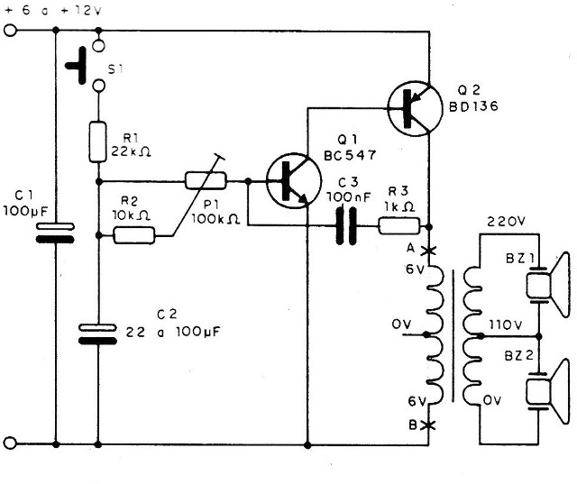    Figura 6 – Sirene com transdutores piezoelétricos
