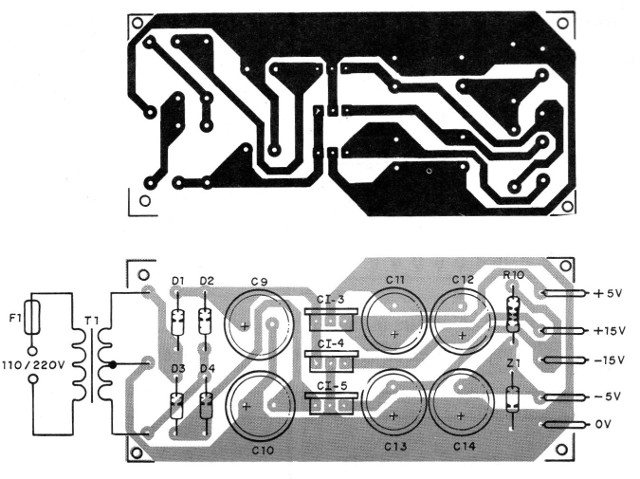 Figura 5 – Placa de circuito impresso para a fonte
Figura 5 – Placa de circuito impresso para a fonte