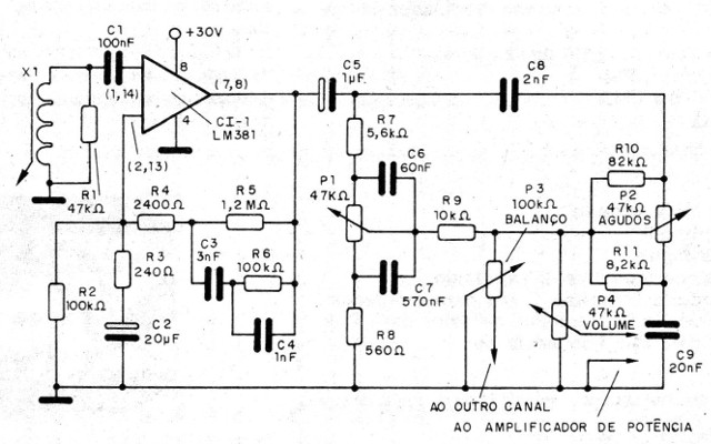 Figura 2 – Diagrama do pré-amplificador
Figura 2 – Diagrama do pré-amplificador