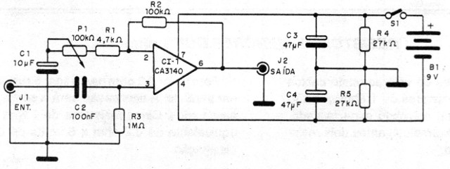    Figura 1 – Diagrama completo do pré-amplificador
