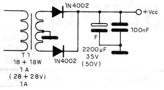    Figura 3 – Fonte de alimentação para o amplificador
