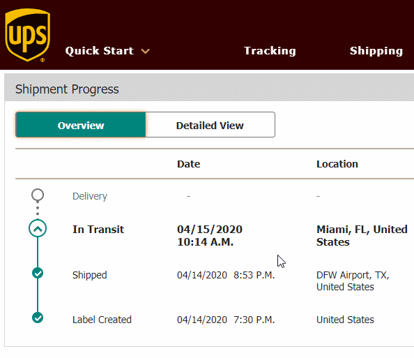O pedido foi feito dia 14 e à noite já constava no site da UPS.
O pedido foi feito dia 14 e à noite já constava no site da UPS.