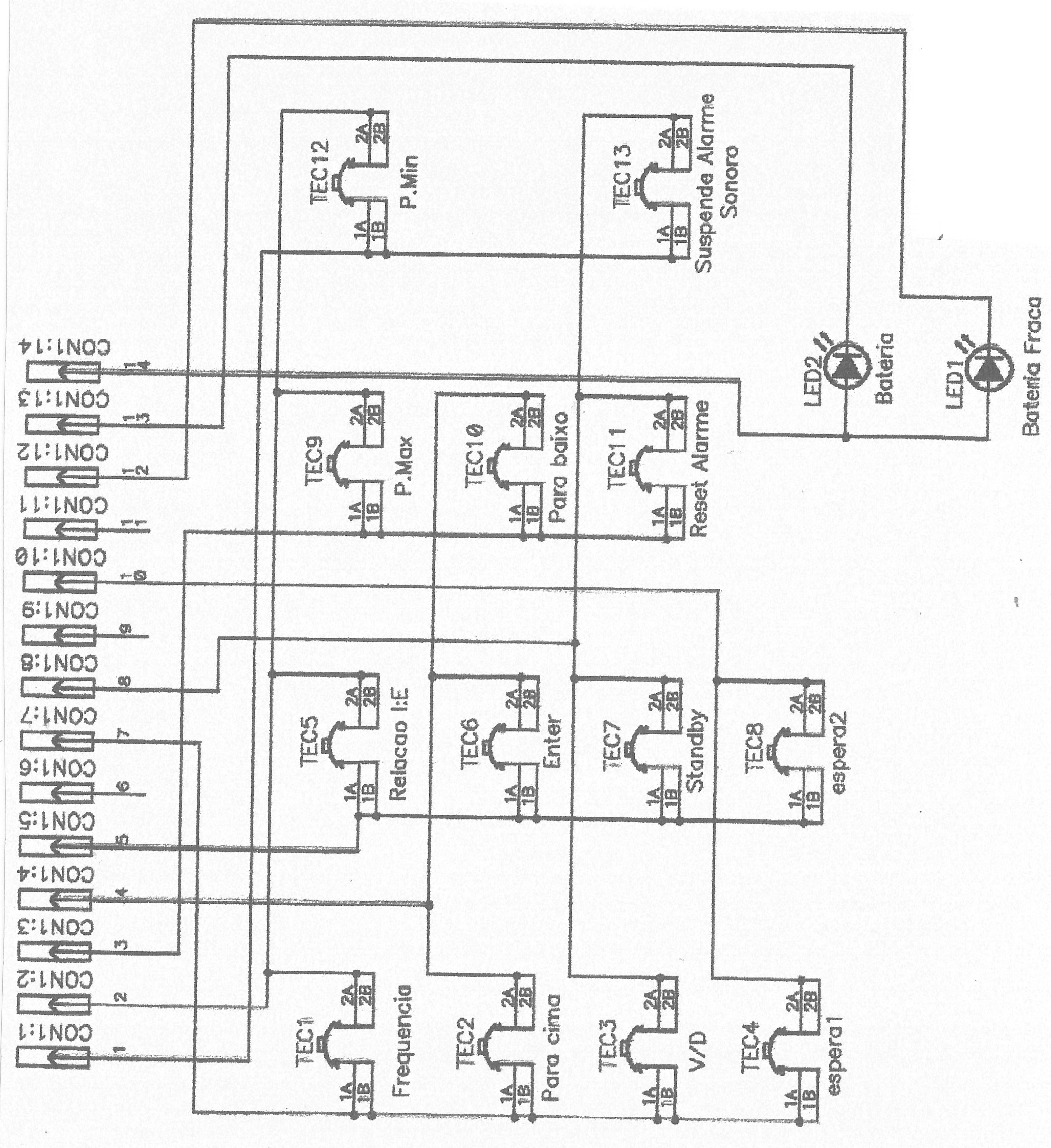 Figura 11 - Sistema do teclado com dois leds de sinalização para os alarmes
Figura 11 - Sistema do teclado com dois leds de sinalização para os alarmes