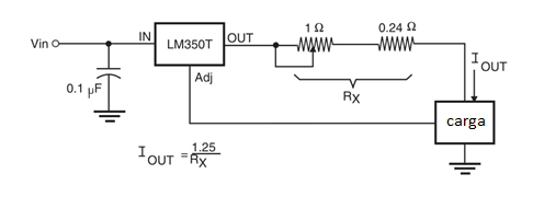 Figura 1 Fonte de corrente constante usando o LM350T (3 A).
