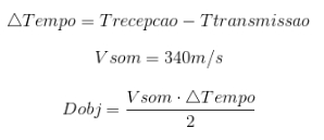 Figura 5 - fórmulas para determinação da distância do sensor ultrassônico ao objeto
Figura 5 - fórmulas para determinação da distância do sensor ultrassônico ao objeto