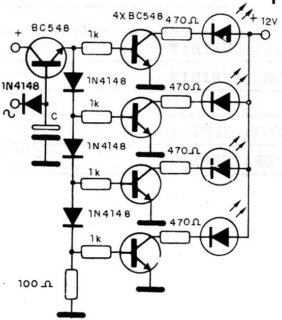 Figura 1 – VU de LEDs transistorizado
