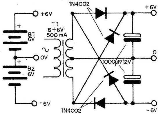 Figura 1 – Fontes simétricas para o circuito
Figura 1 – Fontes simétricas para o circuito
