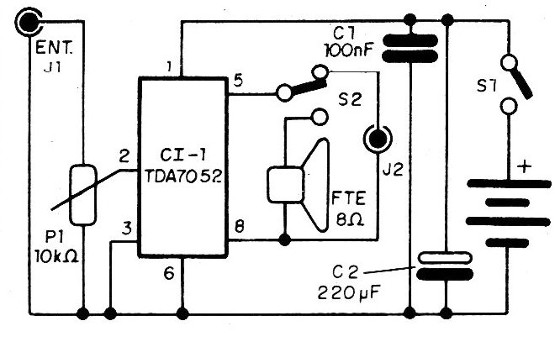 Figura 5 – Amplificador com o TDA7052
Figura 5 – Amplificador com o TDA7052