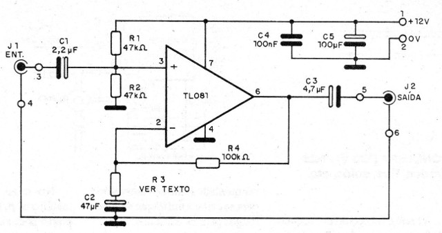 Figura 1 – Diagrama do pré-amplificador
Figura 1 – Diagrama do pré-amplificador