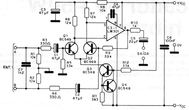 Figura 3 – Diagrama completo do pré-amplificador
Figura 3 – Diagrama completo do pré-amplificador