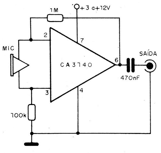 Figura 2 – Pré amplificador com o CA3140
