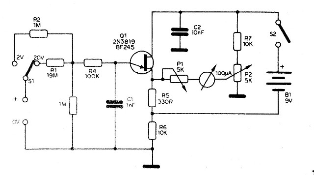 Figura 1 – Voltímetro com FET
Figura 1 – Voltímetro com FET