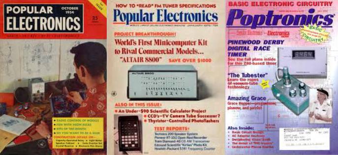 Capas de edição antiga e recente e da revista Poptronics
