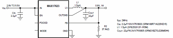 Figura 5 – Circuito para 0,8 V x 1 A.
Figura 5 – Circuito para 0,8 V x 1 A.
