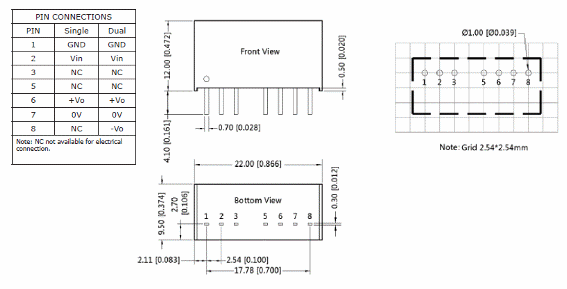 Figura 2 – Pinagem com as dimensões
