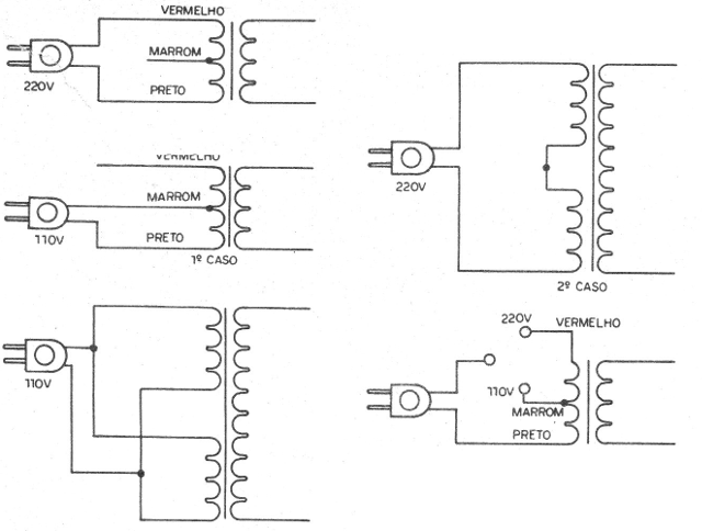    Figura 4 – Ligações para os diversos tipos de transformadores
