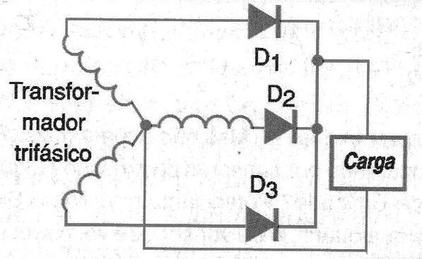    Figura 1 – Diodos num retificador trifásico
