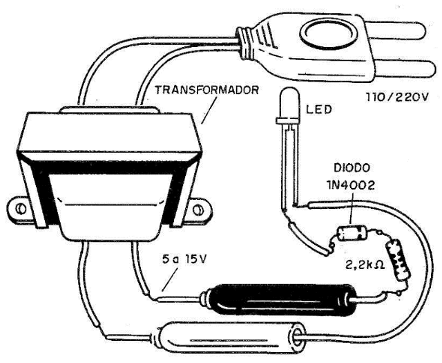 Figura 13 – Se o LED acende o transformador está bom.
