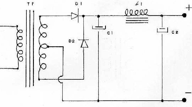 Figura 8 - Capacitor de filtragem acrescido de um choque.
Figura 8 - Capacitor de filtragem acrescido de um choque.