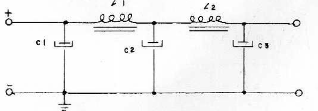Figura 9 - Capacitor de filtragem acrescido de dois choques.
Figura 9 - Capacitor de filtragem acrescido de dois choques.