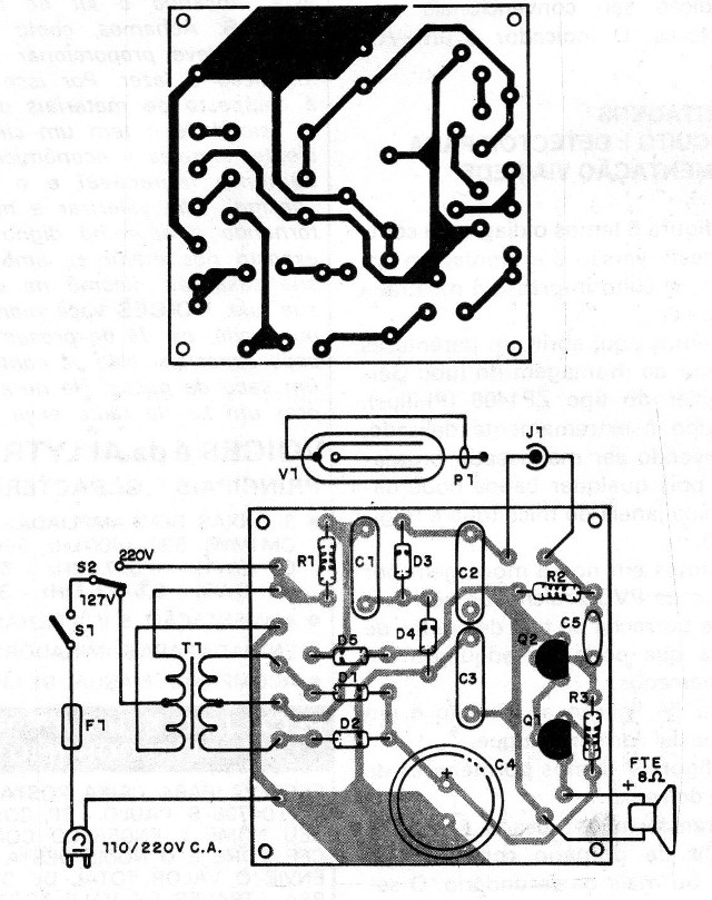 Figura 6 – Placa de circuito impresso para o circuito 1
Figura 6 – Placa de circuito impresso para o circuito 1