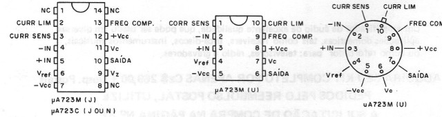 Figura 1 – Invólucros e pinagens do 723
