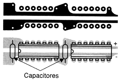 Uso de capacitores de desacolpamento.
